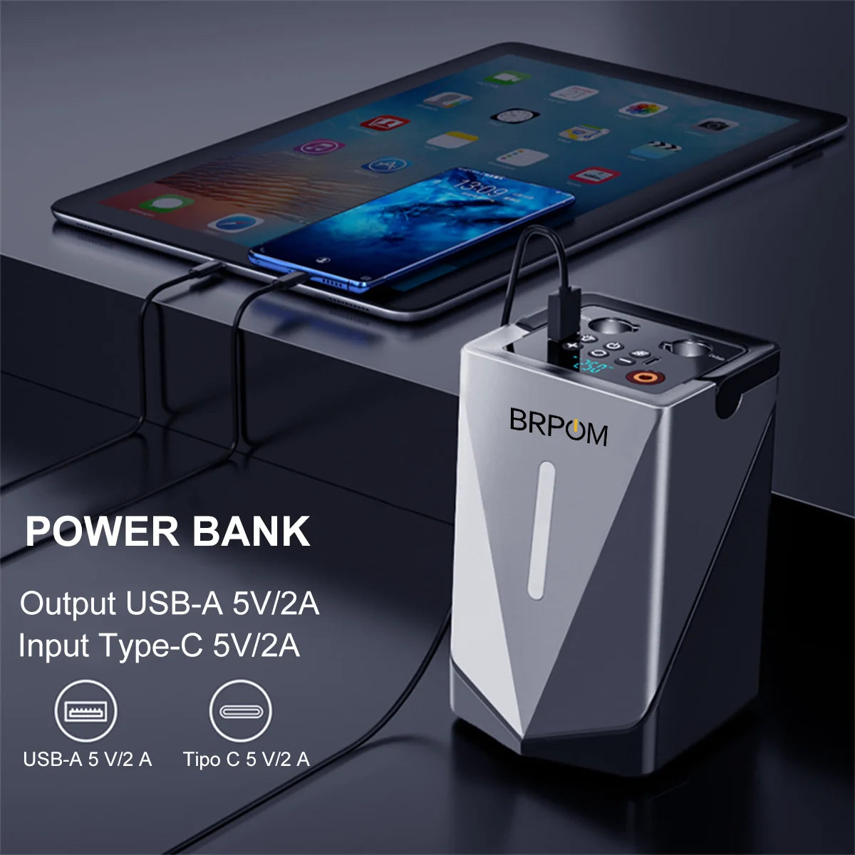 Car Jump Starter With Air Compressor And Power Bank