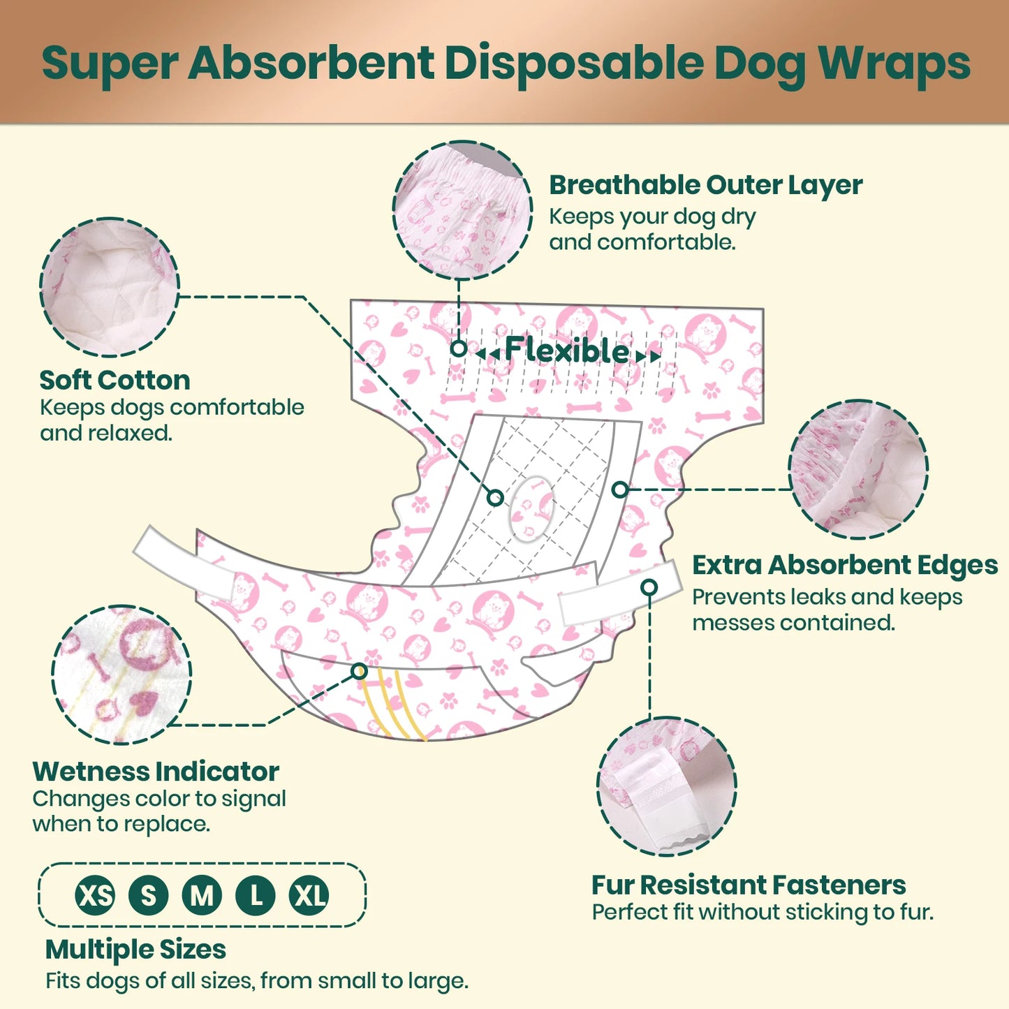 Leakproof Dog Diapers for Female Dogs - Adjustable and Soft