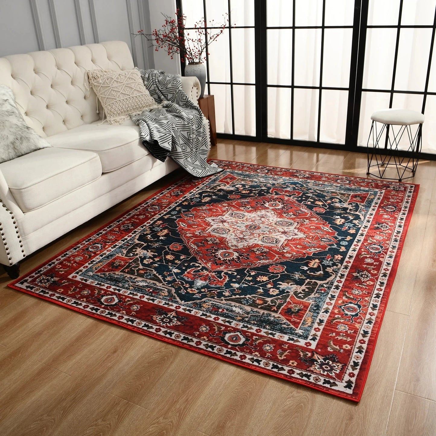 Boho Vintage Washable Non-Slip Soft Accent Bedroom Rug