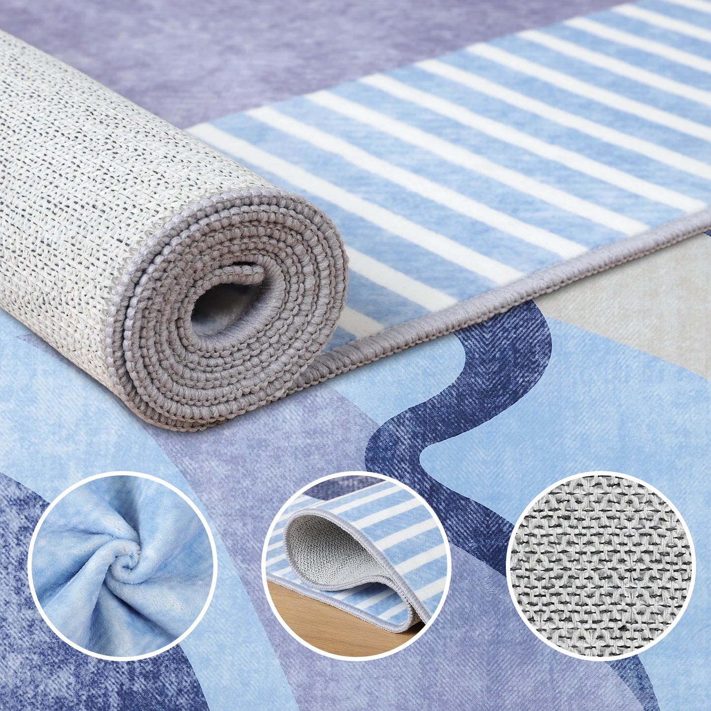 Machine Washable Vintage Area Rug With Non Slip Backing