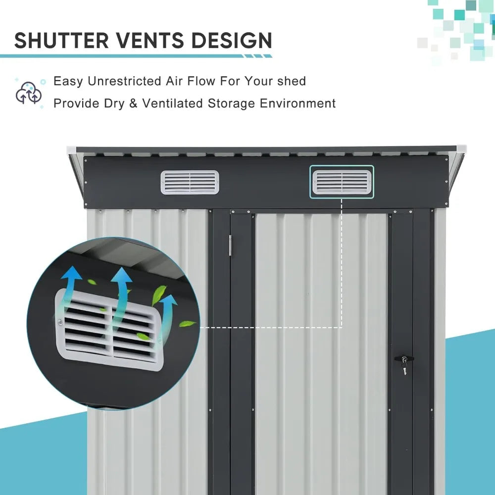 Durable Galvanized Steel Outdoor Storage Shed With Lock