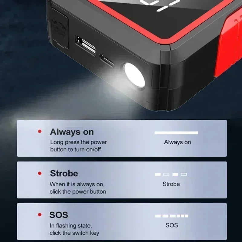 EAFC 2000A Car Jump Start Power Bank 12V Mini Emergency Starter Starter Battery Booster For 6L/4L Car Emergency Starter