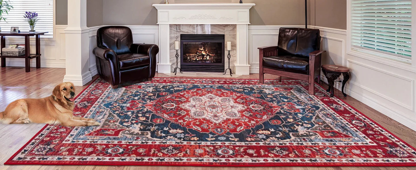 Boho Vintage Washable Non-Slip Soft Accent Bedroom Rug