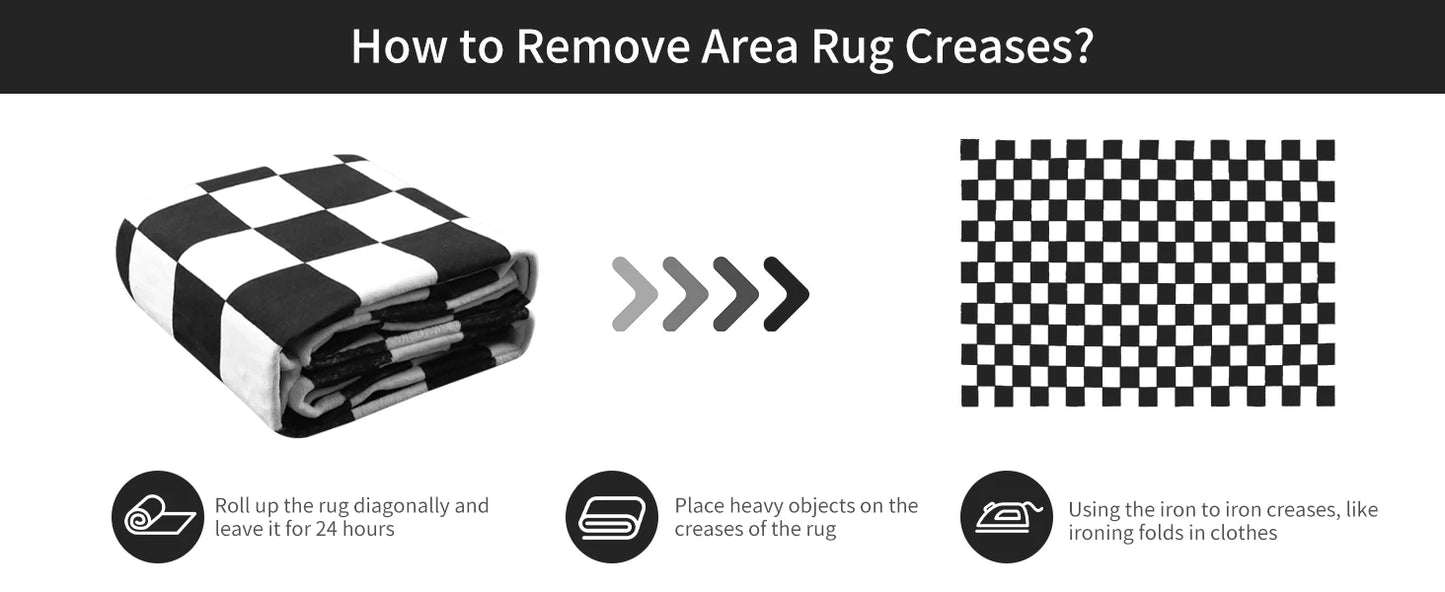 Checkered Area Rug Washable Non Slip Low Pile Stain Resistant