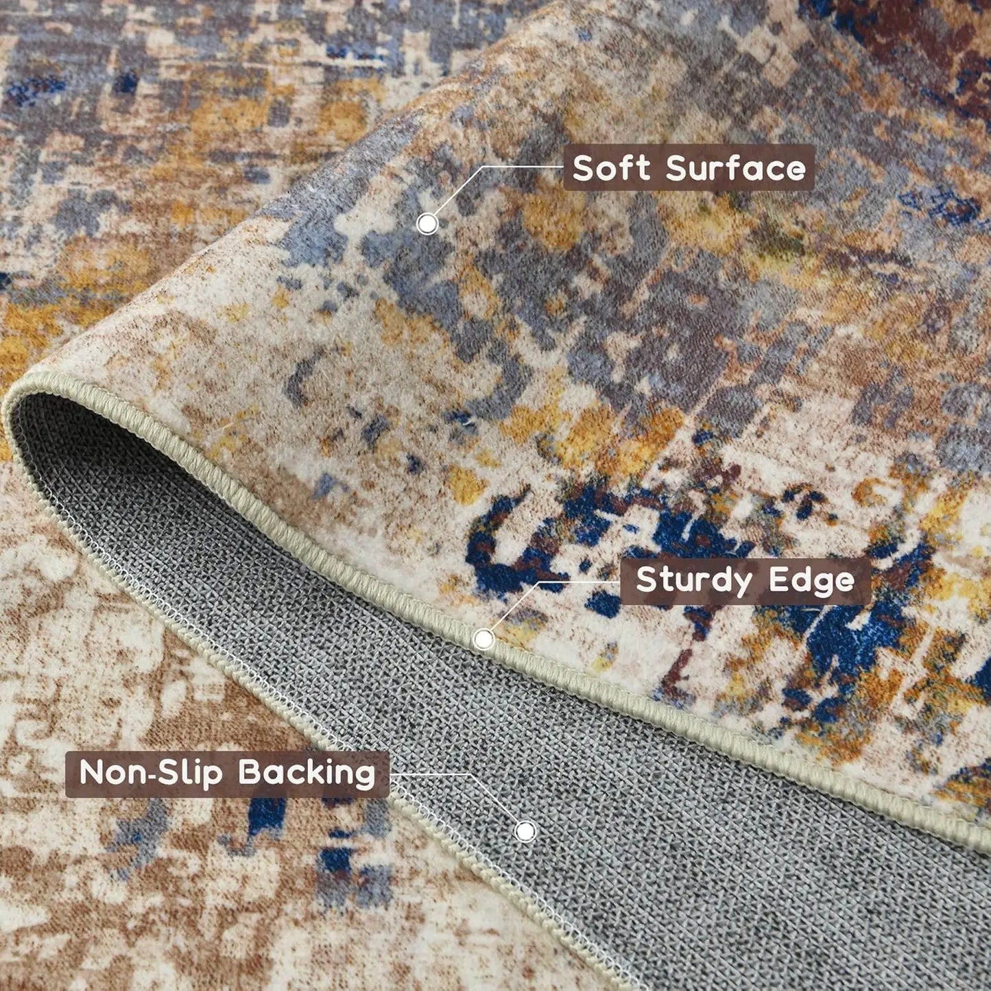 Modern Abstract Soft Non Slip Machine Washable Area Rug
