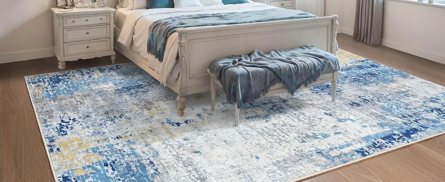 Modern Abstract Soft Non Slip Machine Washable Area Rug