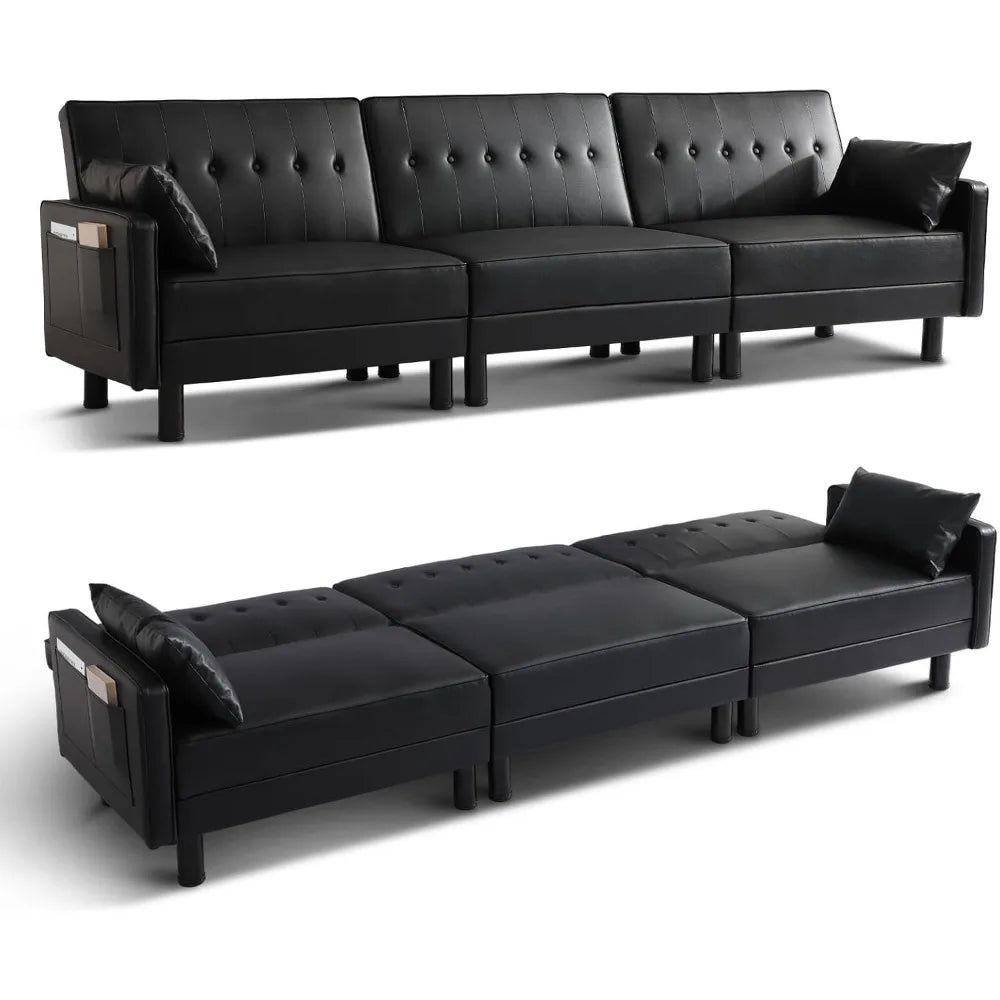 Convertible Futon Sofa Bed With Adjustable Backrest