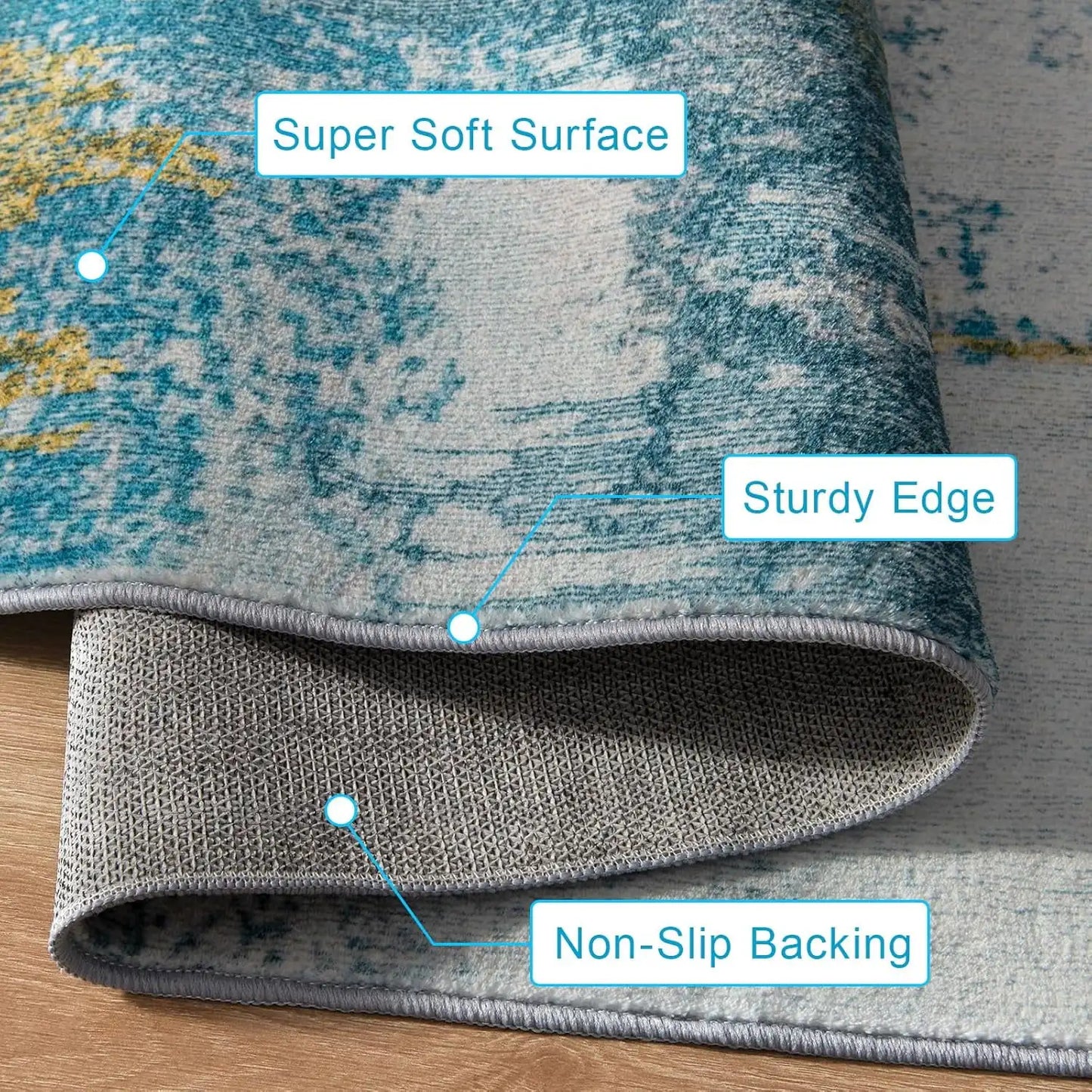 Machine Washable Non Slip Vintage Area Rug for Living Room