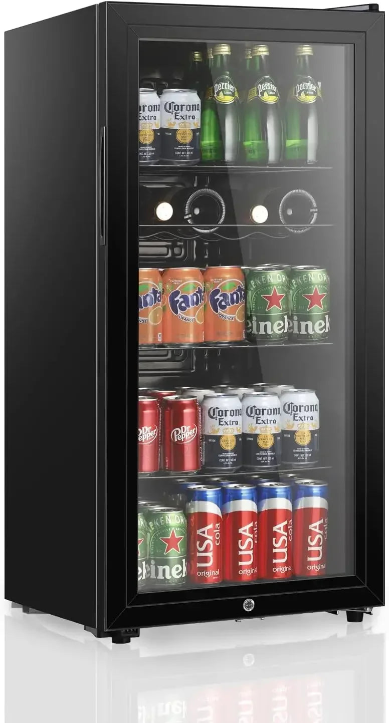 Compact Freestanding Beverage Refrigerator With Adjustable Shelves
