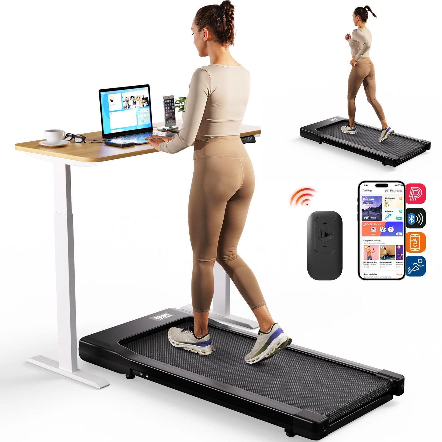 Portable Under Desk Treadmill with Remote Control for Home Office