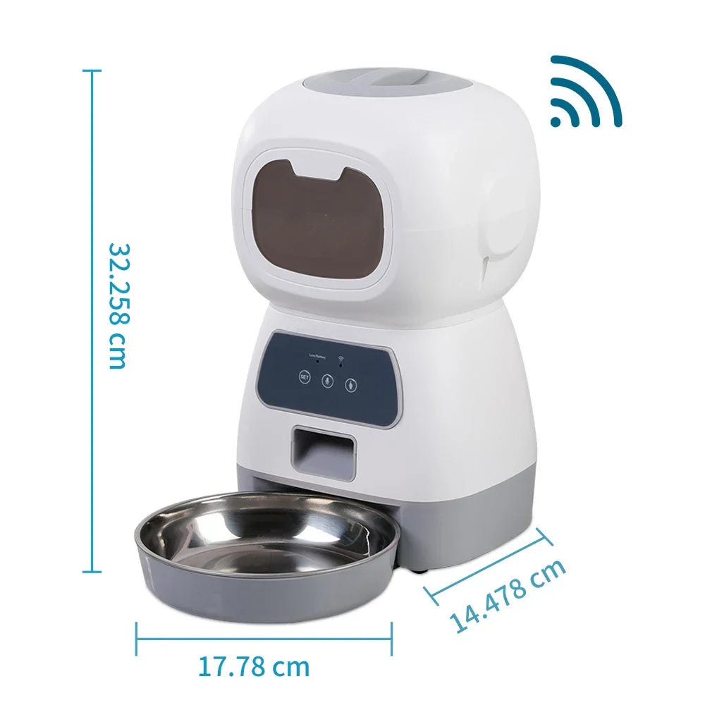 WiFi Enabled Automatic Pet Feeder with Stainless Steel Bowl