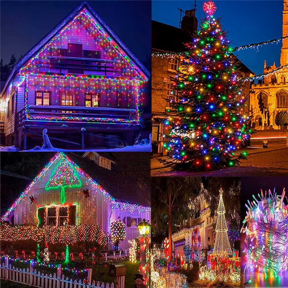 Solar Icicle Curtain Lights for Outdoor Christmas Decorations