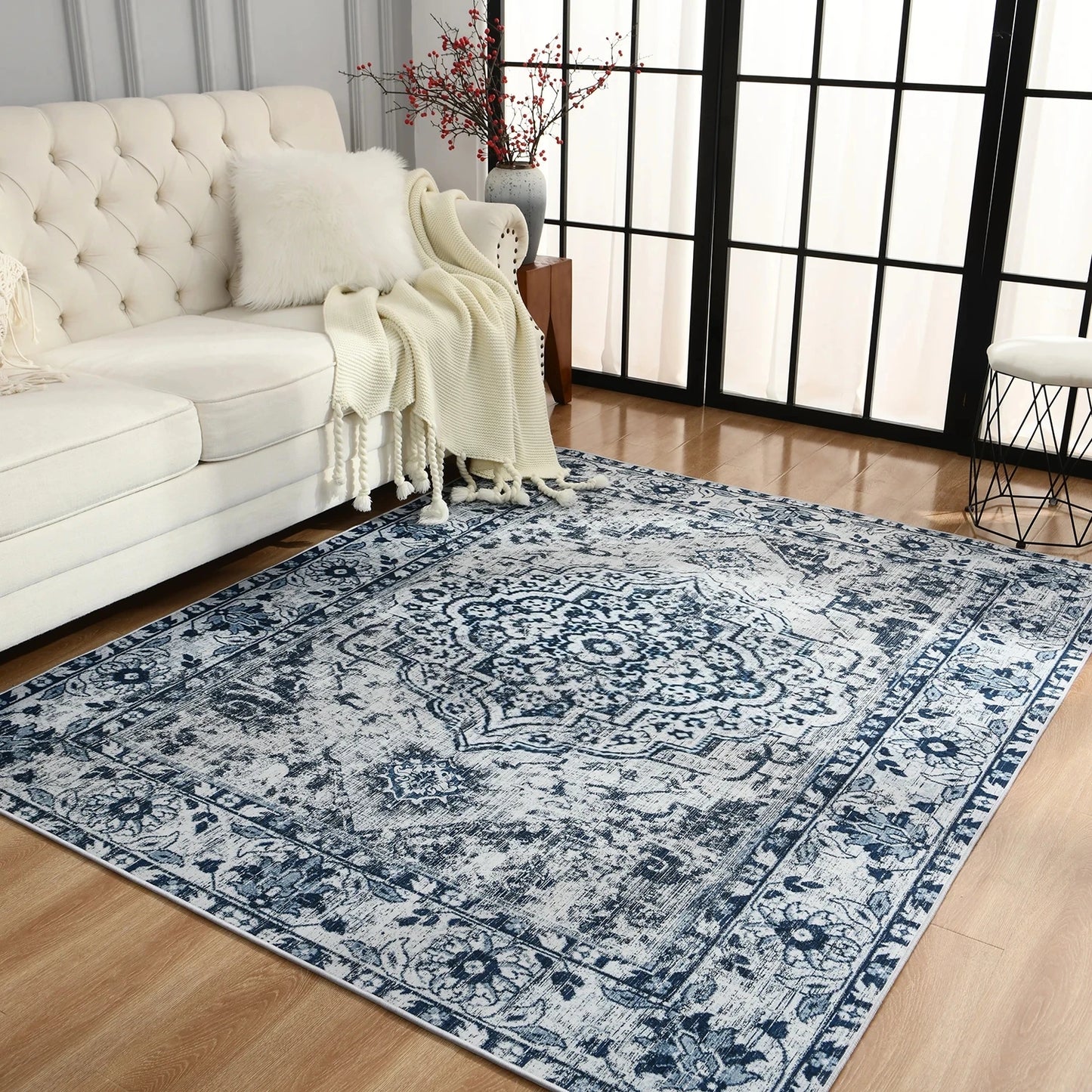 Boho Vintage Washable Non-Slip Soft Accent Bedroom Rug