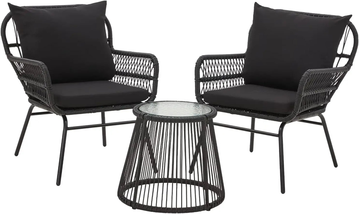 L Shaped Patio Sectional Sofa Set With Glass Coffee Table