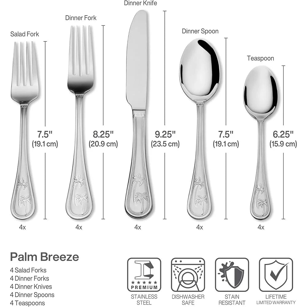 Palm Breeze Flatware Set for Tropical Themed Dining