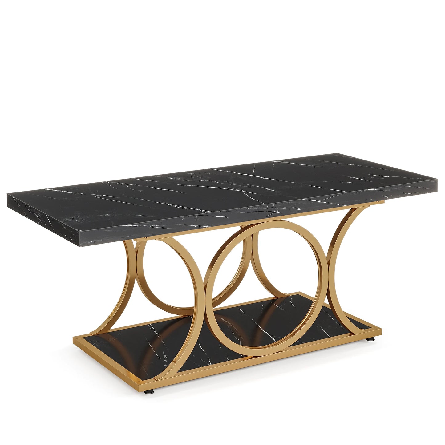 Tribesigns Two Tier Modern Faux Marble Coffee Table