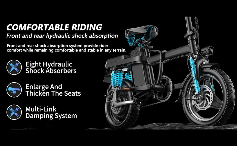 Folding Electric Bike for Adult,48V 15AH Removable Battery, 20MPH 25Miles Commuting Motorcycle Ebike,500W 14'' Electric Bicycle