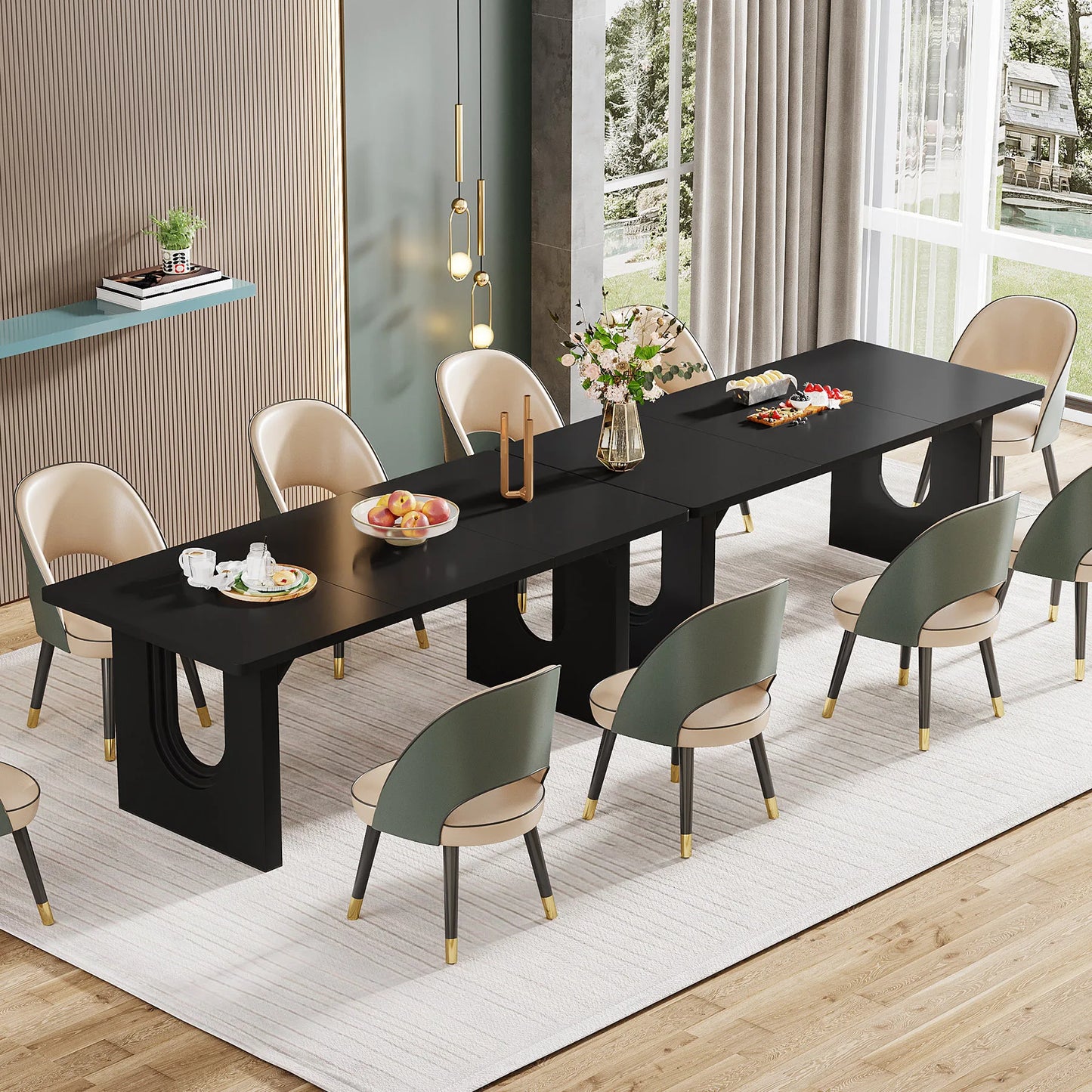 Tribesigns Modern Wood Pedestal Dining Table For Six