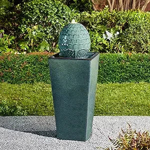 Ceramic Outdoor Water Fountain with LED Light and Pump