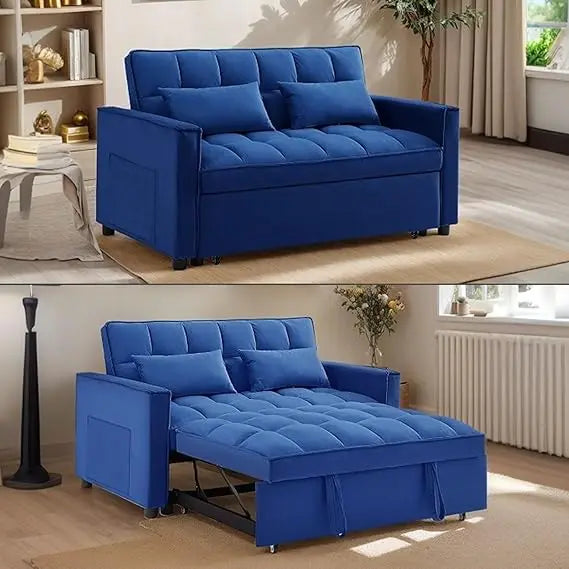 Velvet Convertible Sofa Bed With Pull Out Sleeper Fabric