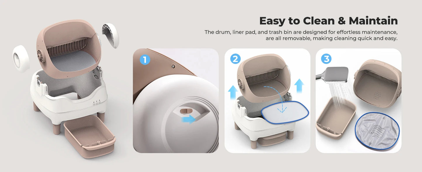 Automatic Self Cleaning Cat Litter Box with Smart APP Control