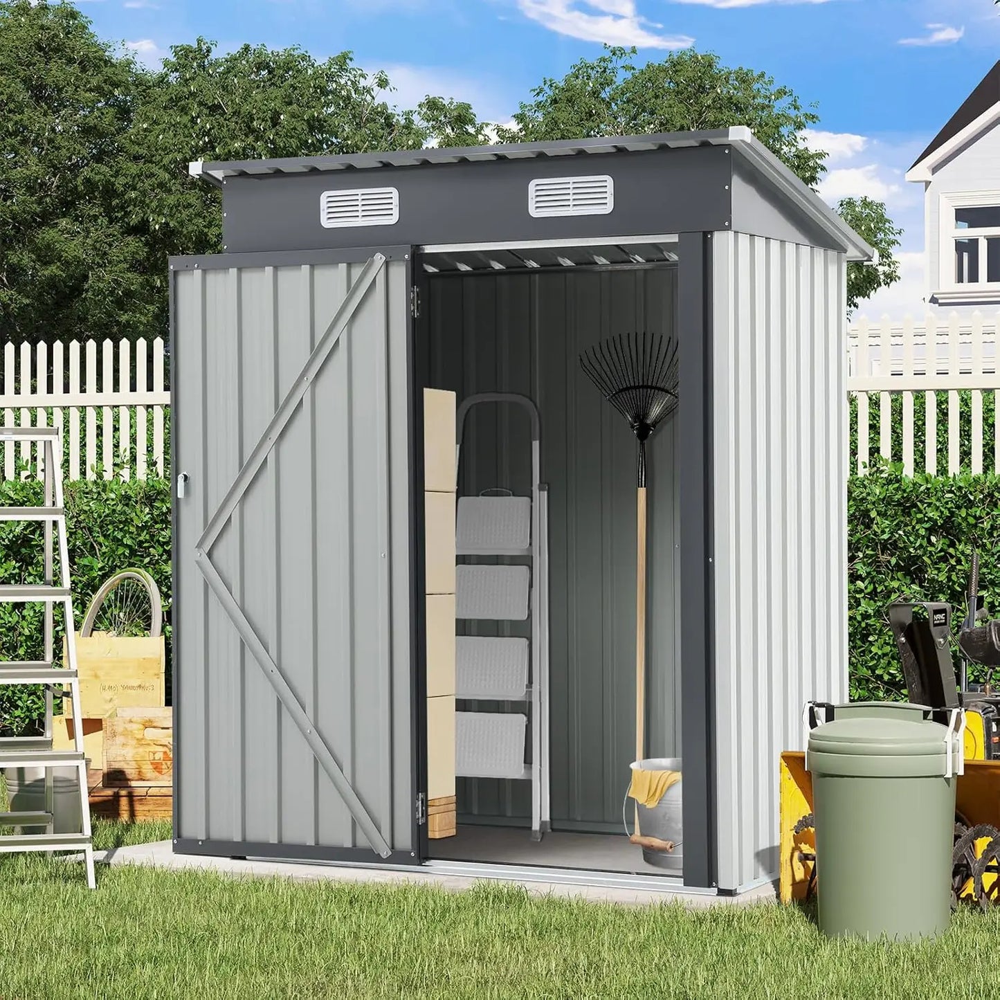 Durable Galvanized Steel Outdoor Storage Shed With Lock