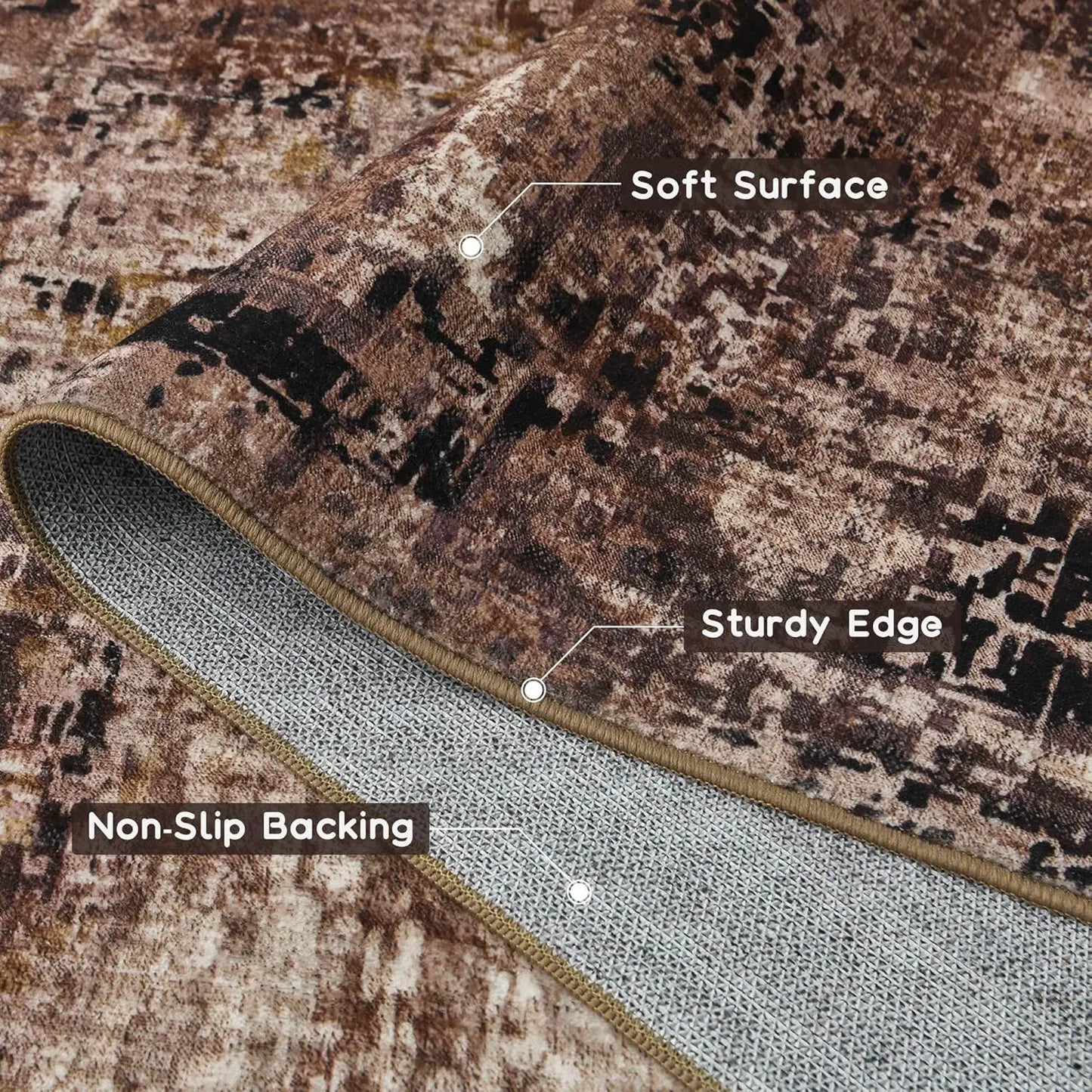 Modern Abstract Soft Non Slip Machine Washable Area Rug