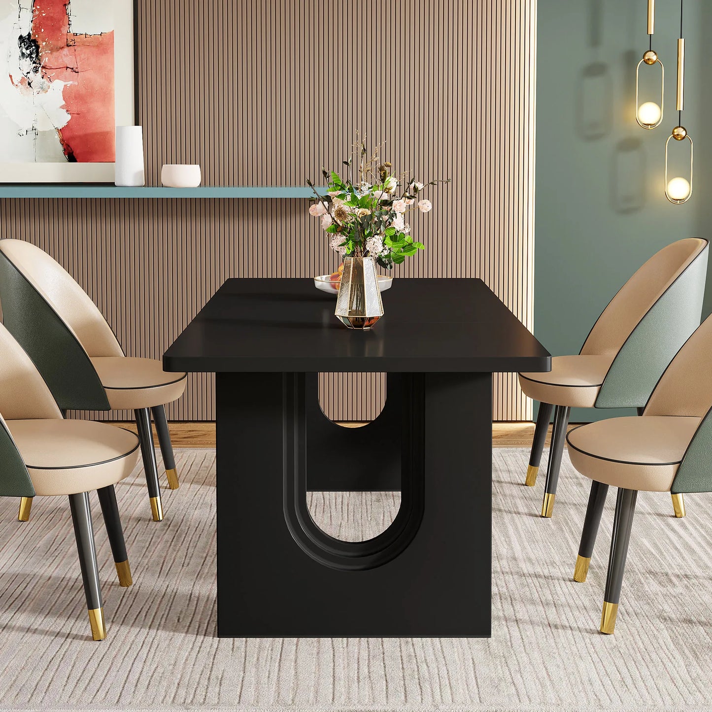 Tribesigns Modern Wood Pedestal Dining Table For Six
