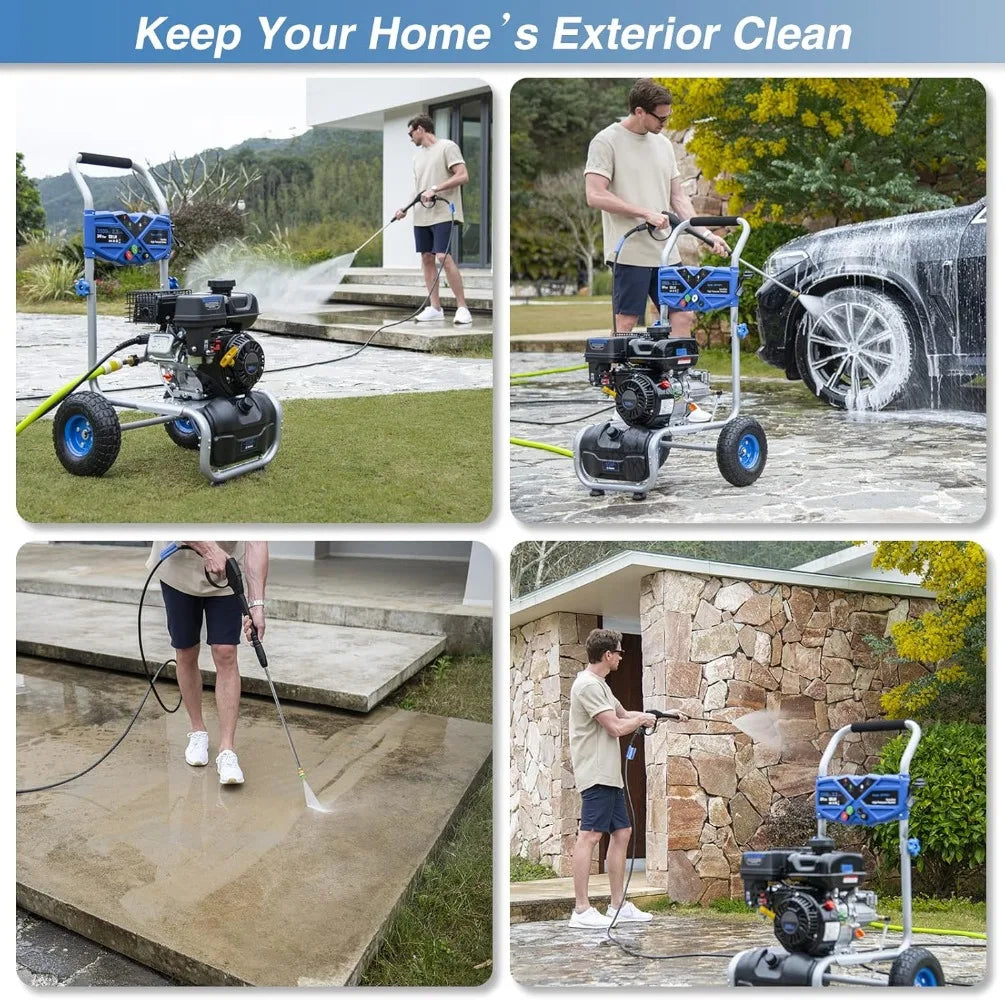 Gas Powered High Pressure Washer with Adjustable Nozzles