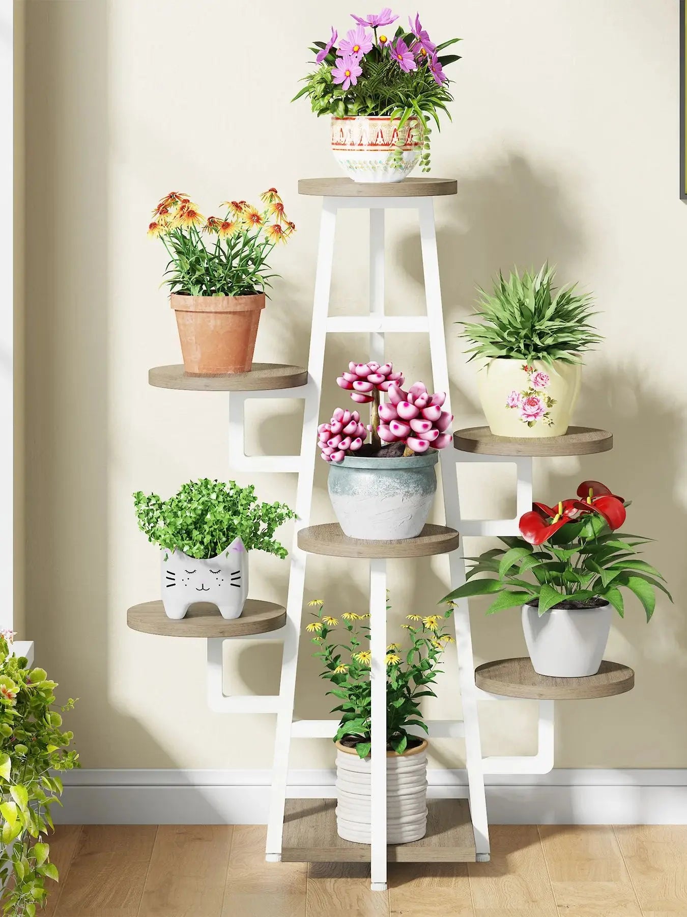 Tribesigns Multi Tier Indoor Plant Stand Wooden Corner Shelf