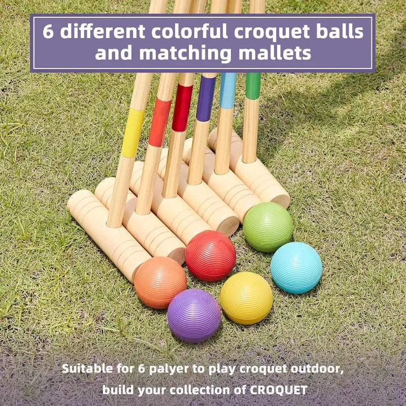Deluxe Six Player Croquet Set for Backyard Fun