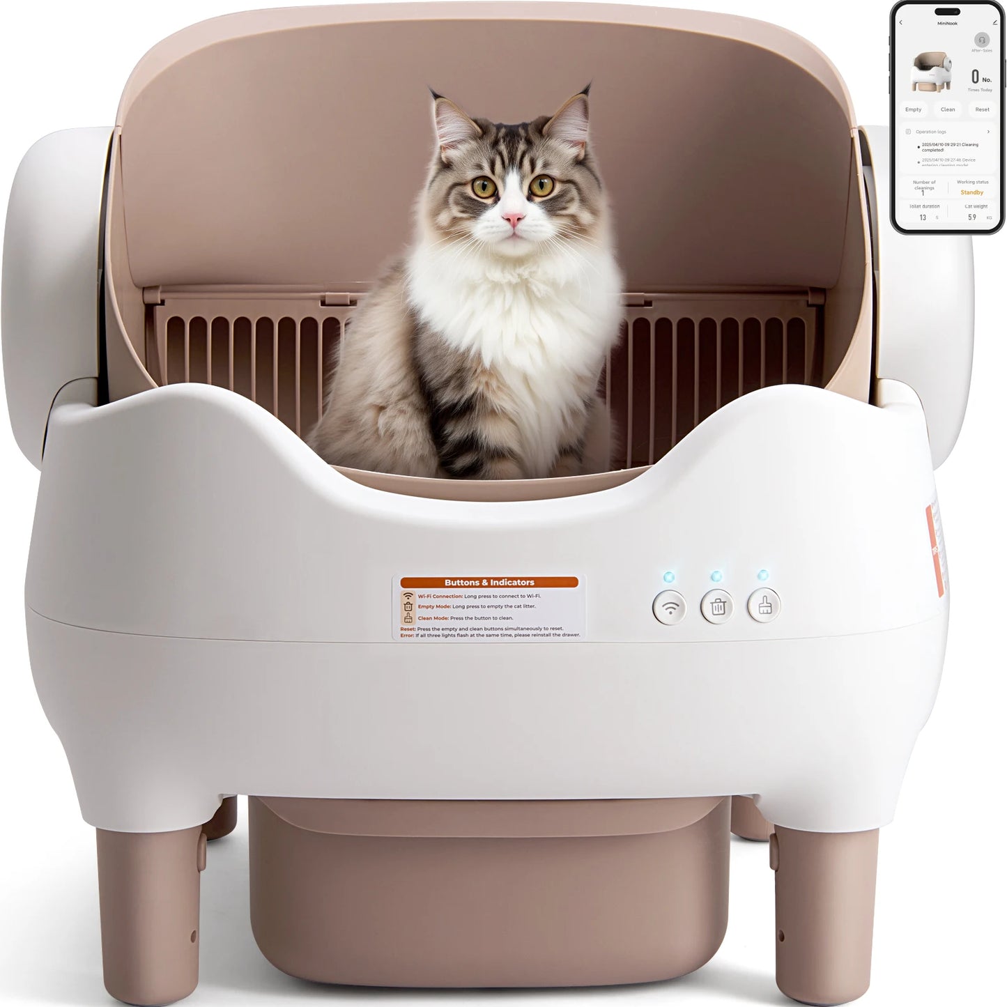 Automatic Self Cleaning Cat Litter Box with Smart APP Control
