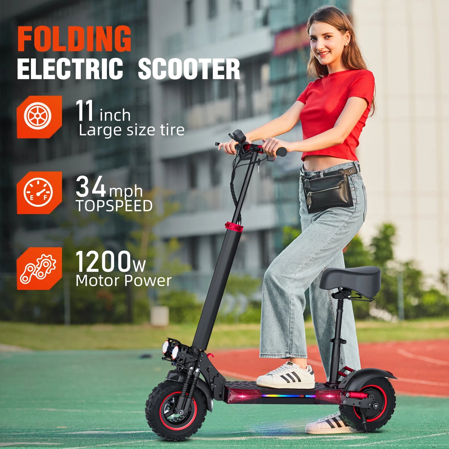 Foldable Waterproof Electric Scooter with Off-Road Tires for Adults