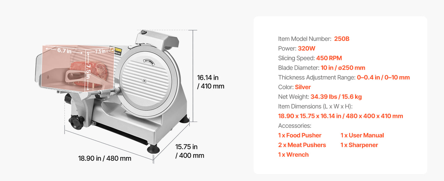 320W Commercial Meat Slicer With SUS420 Blade For Precise Slicing