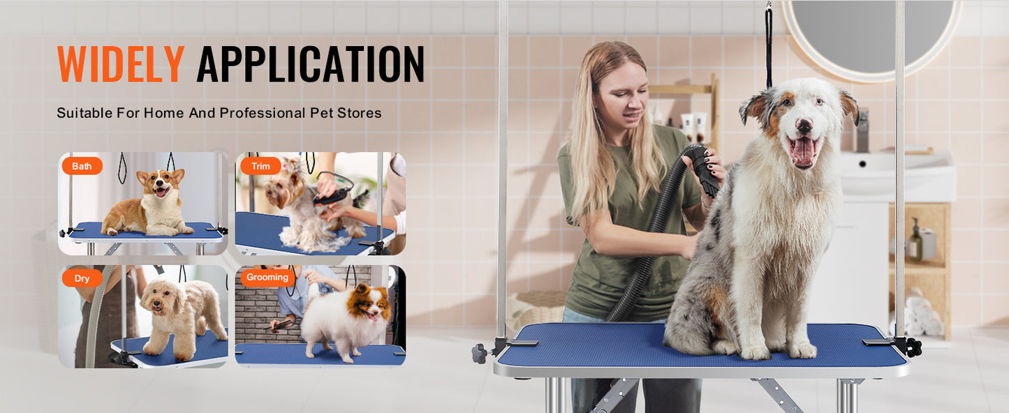SucceBuy Foldable Pet Grooming Table with Two Arms and Clamp