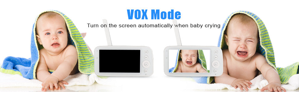 BM505 Baby Monitor Camera Audio 5" Screen 28Hrs Battery Video Camera Night Vision 2Way Talk 10 Lullabies Baby Nanny Security Cam