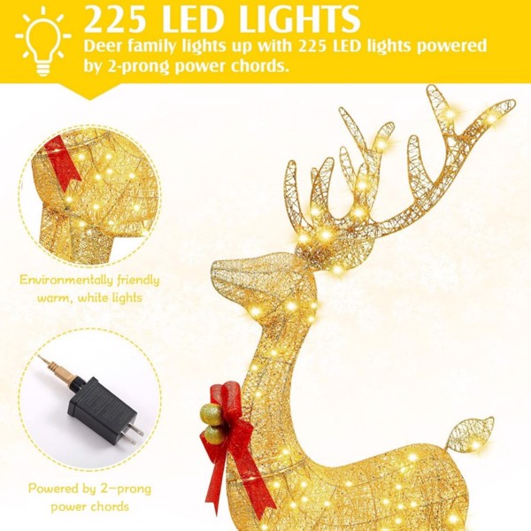 Lighted Christmas Reindeer Family Set Outdoor Decor