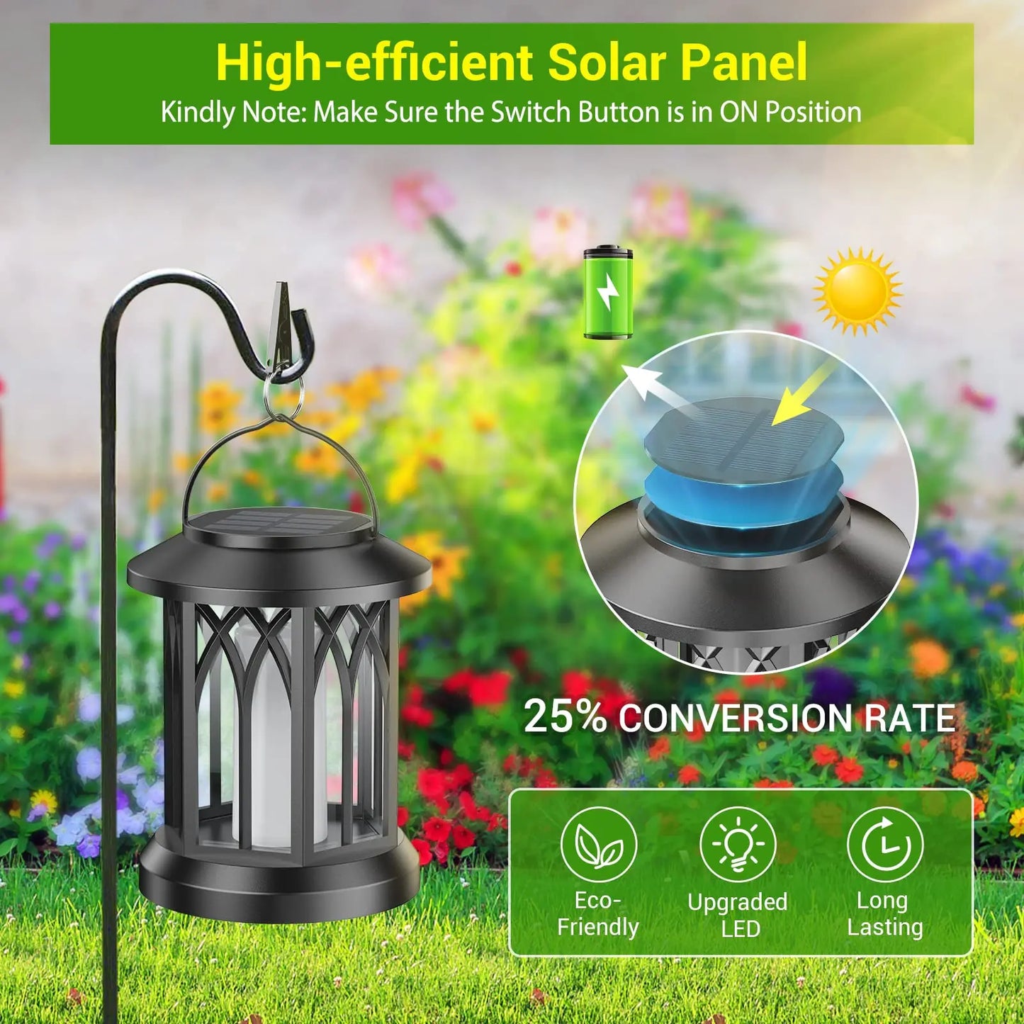 4 Pack Solar Lanterns With Flickering Flame For Outdoor Decor