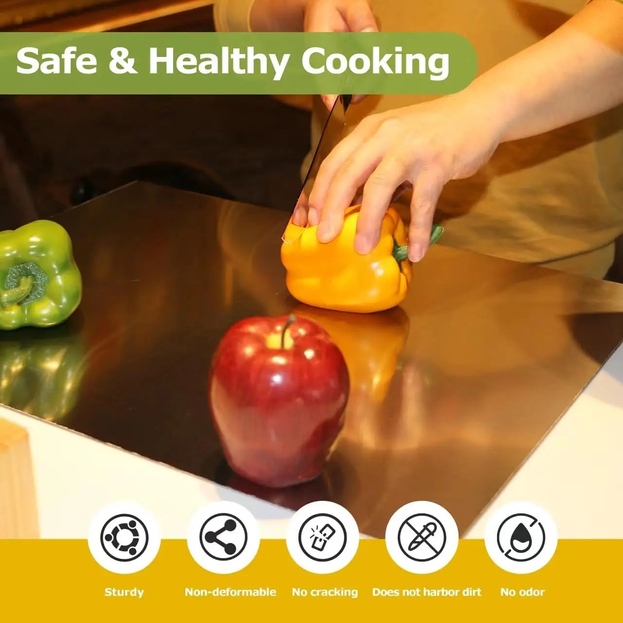 Premium Stainless Steel Cutting Board Durable Kitchen Hygienic Work Surface