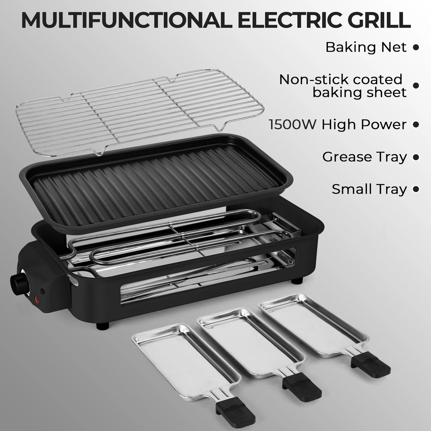 Suslas 1500W 2-in-1 Smokeless Indoor Electric Grill &amp; Griddle