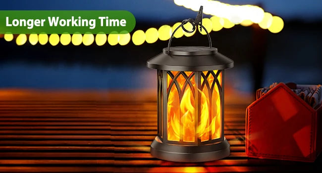 4 Pack Solar Lanterns With Flickering Flame For Outdoor Decor