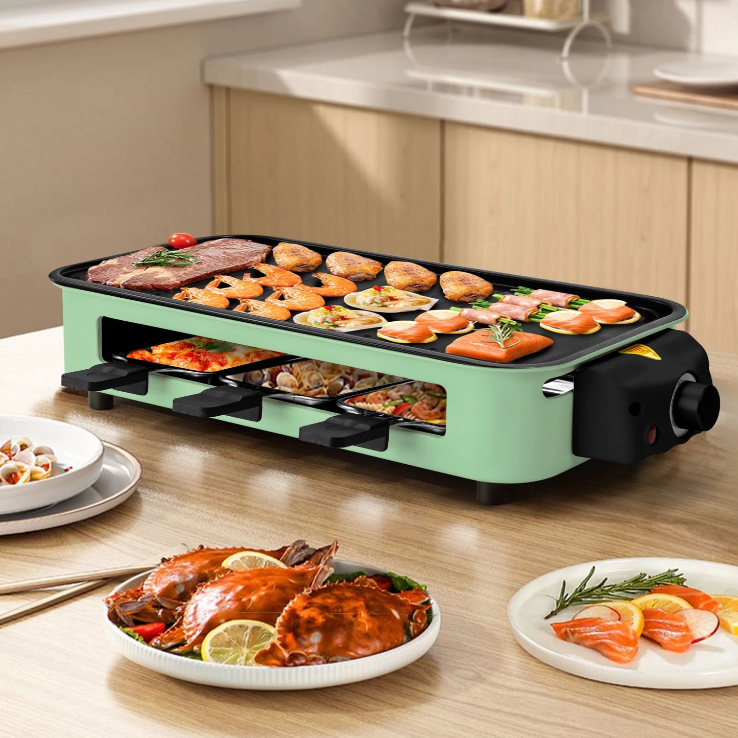 Suslas 1500W 2-in-1 Smokeless Indoor Electric Grill &amp; Griddle