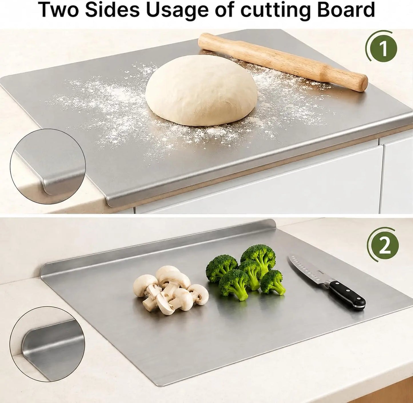 Premium Stainless Steel Cutting Board Durable Kitchen Hygienic Work Surface
