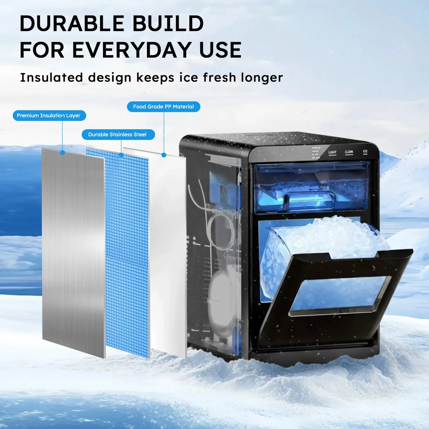 Countertop Nugget Ice Maker – 44 lbs/Day, Self-Cleaning