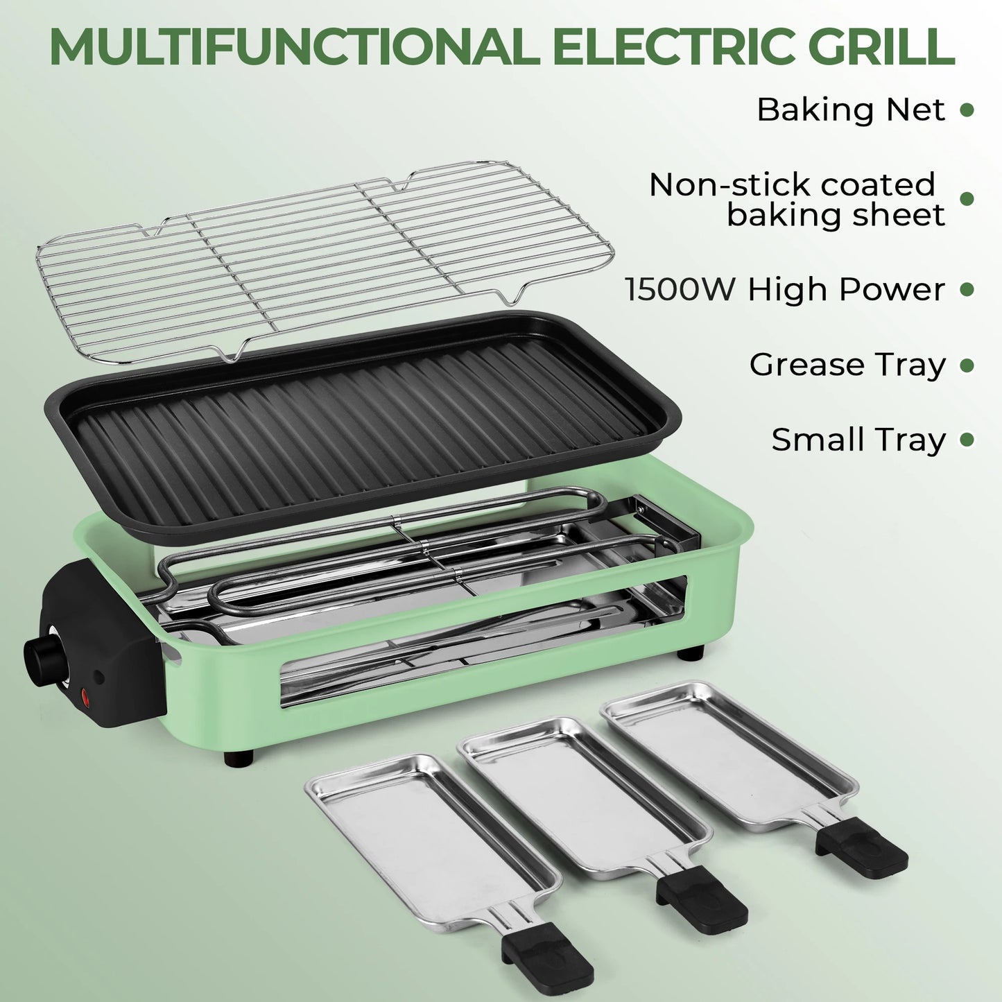 Suslas 1500W 2-in-1 Smokeless Indoor Electric Grill &amp; Griddle