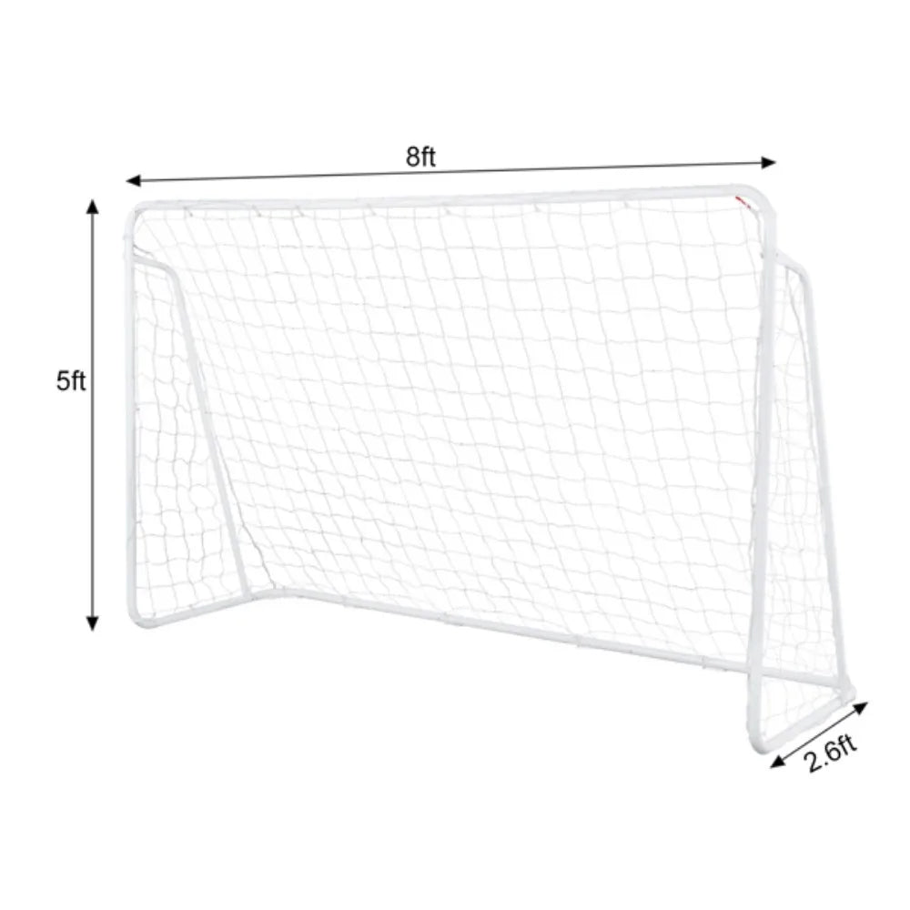 8x5 Soccer Goal Training Set with Net Buckles Ground Nail Football Sports for use on the beach community playground school etc
