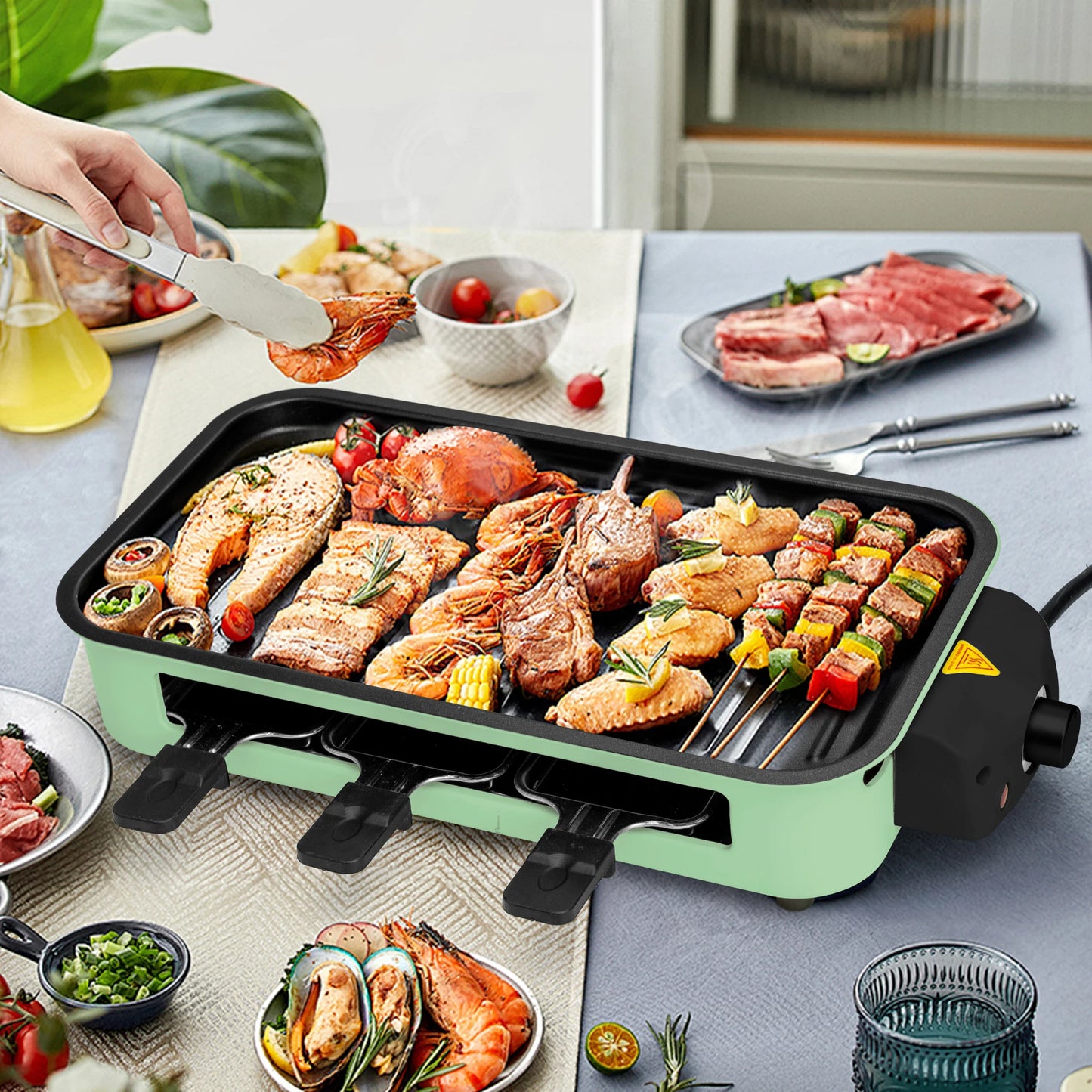 Suslas 1500W 2-in-1 Smokeless Indoor Electric Grill &amp; Griddle