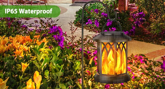 4 Pack Solar Lanterns With Flickering Flame For Outdoor Decor