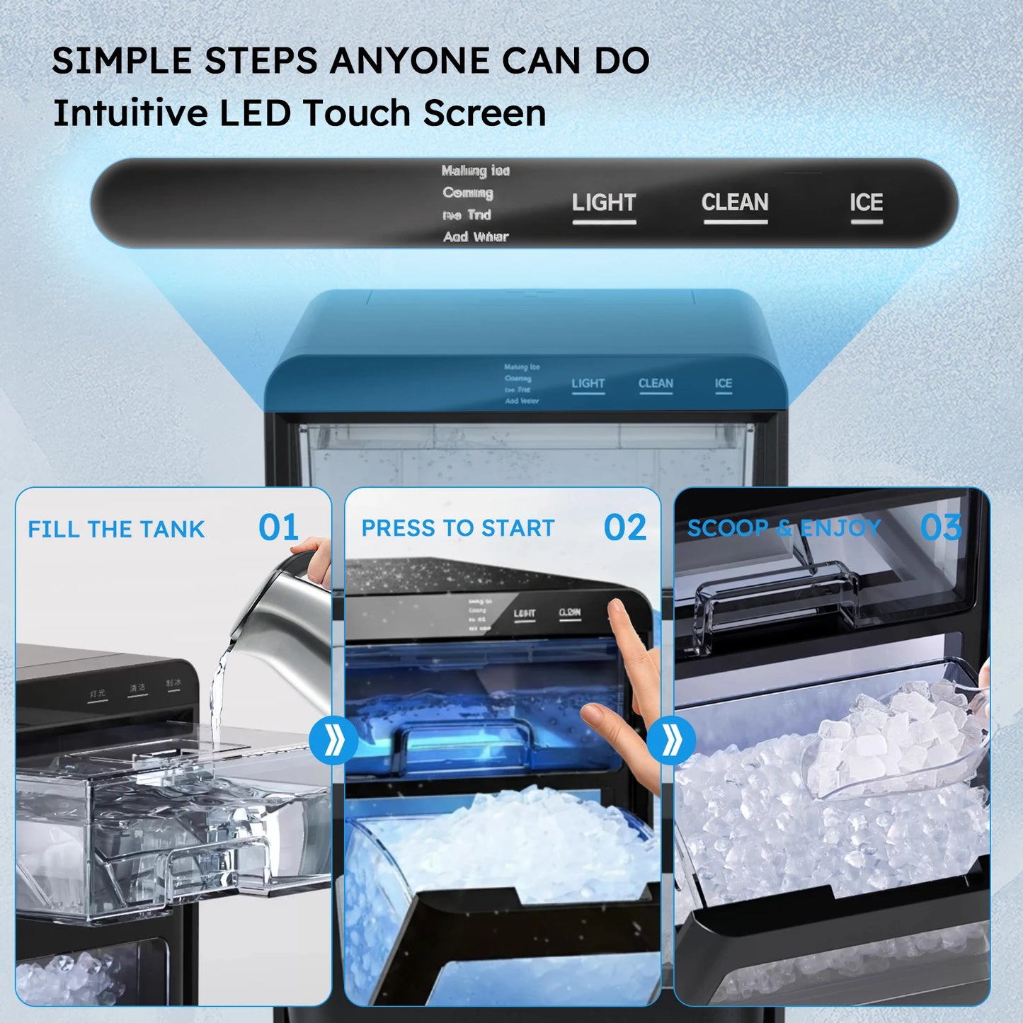Countertop Nugget Ice Maker – 44 lbs/Day, Self-Cleaning