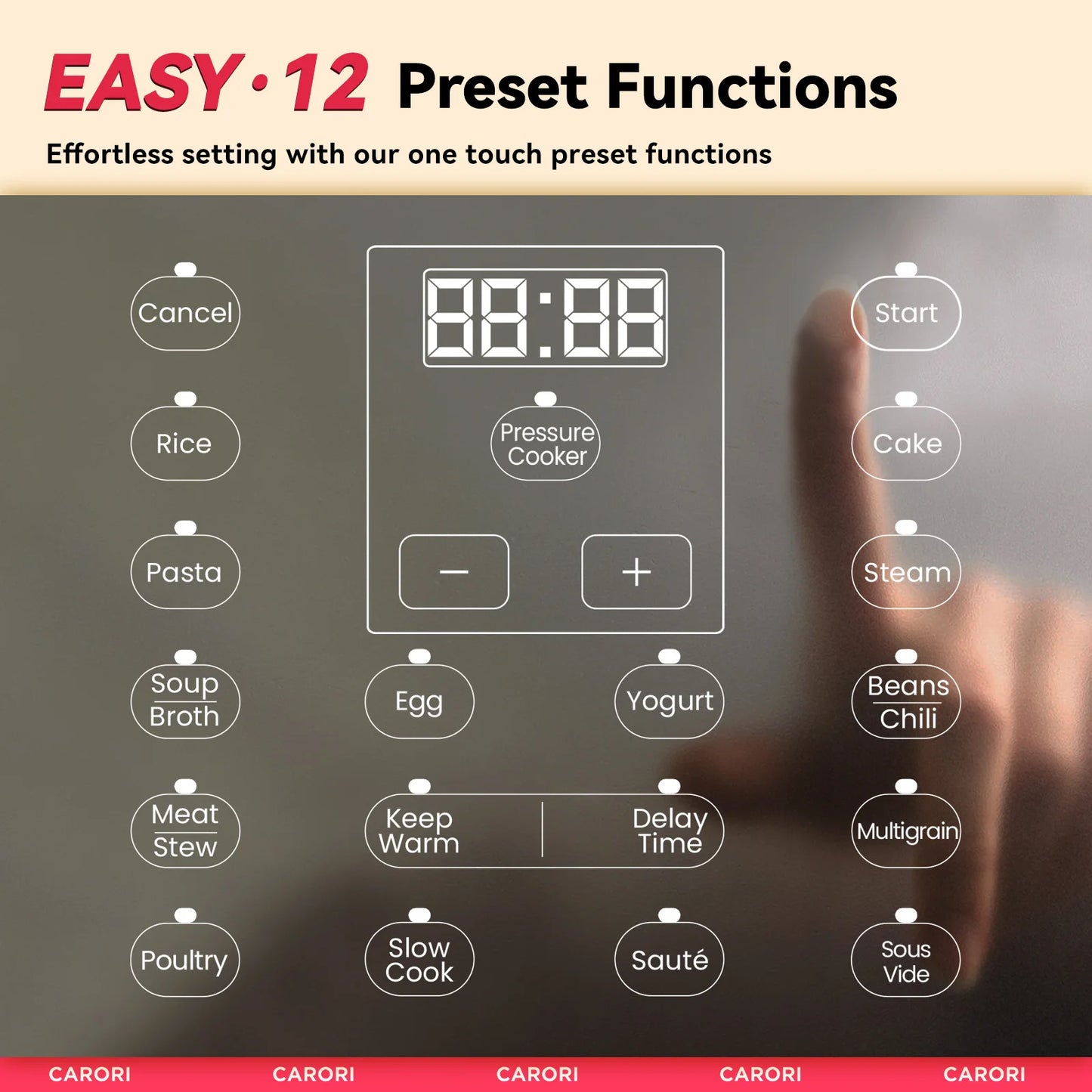 Carori 12-In-1 Electric Pressure Cooker Multicooker With Slow Cooking
